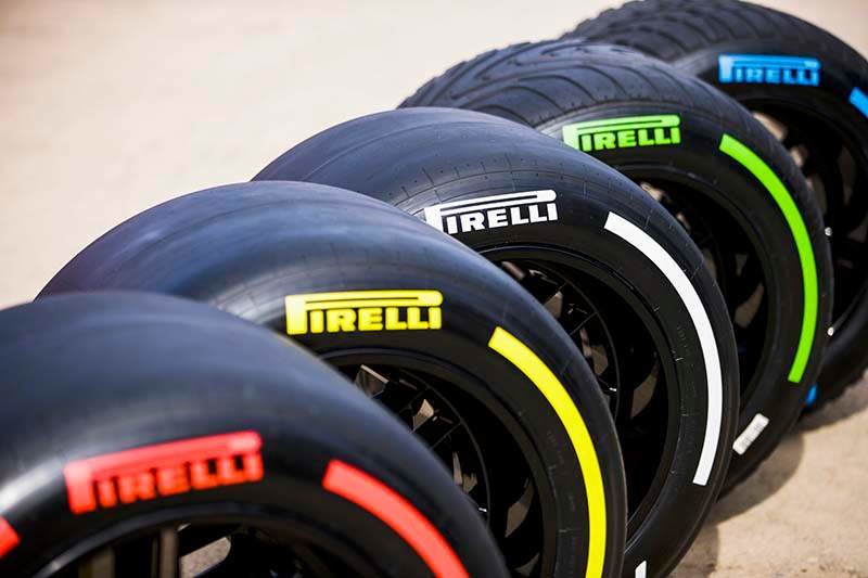 CIRCUIT DE BARCELONA-CATALUNYA, SPAIN - FEBRUARY 24: Pirelli tyre compounds during the Barcelona February testing at Circuit de Barcelona-Catalunya on Thursday February 24, 2022 in Barcelona, Spain. (Photo by Zak Mauger / LAT Images)